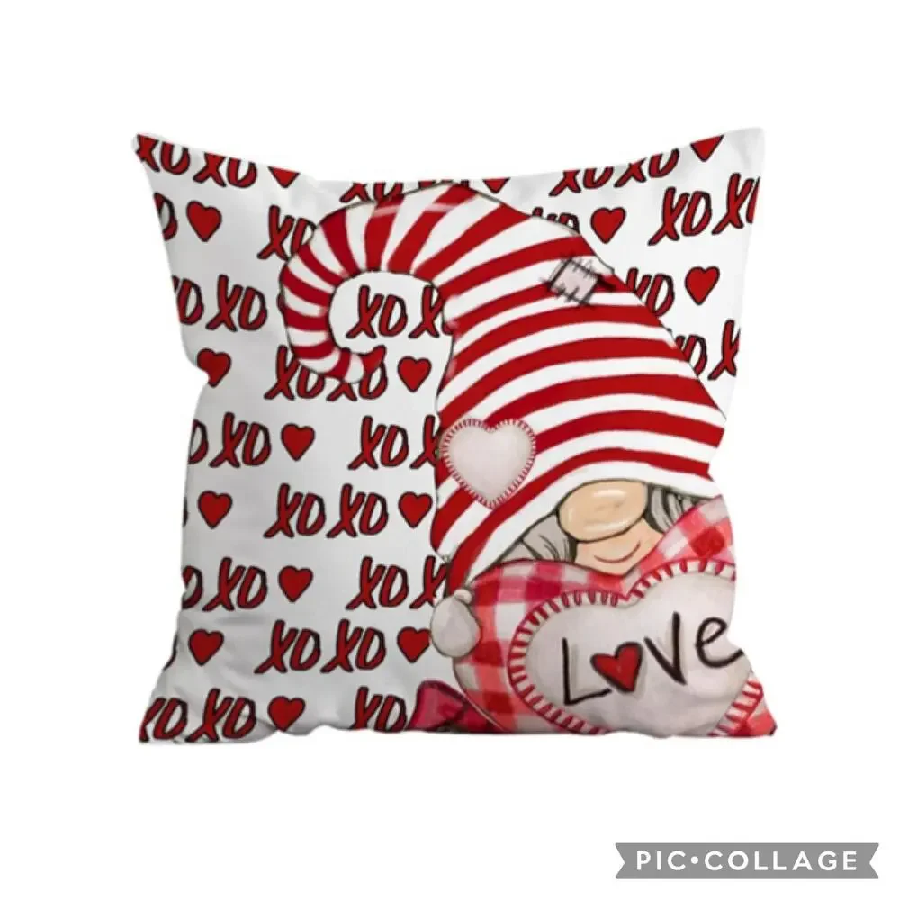 Gnome Valentines Pillow Covers Set of 2 New